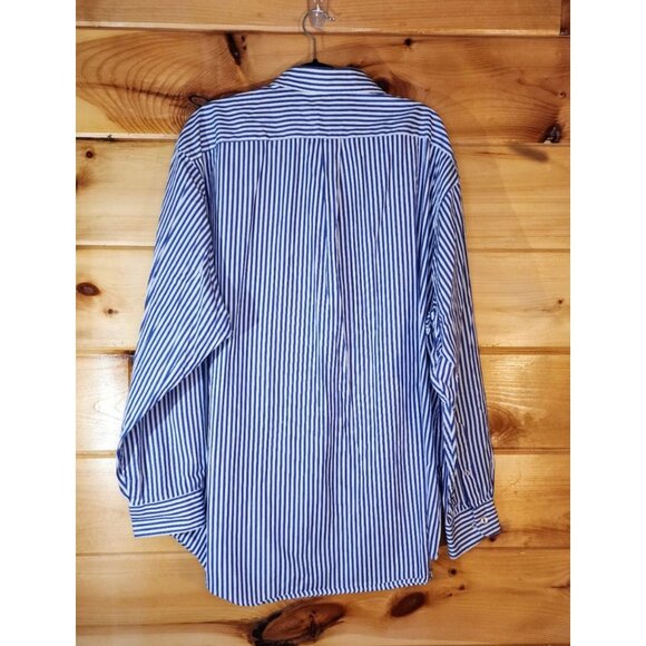 Roundtree & Yorke XXL Easy Care Button Shirt Long Sleeve Blue And White Stripes - Picture 8 of 9